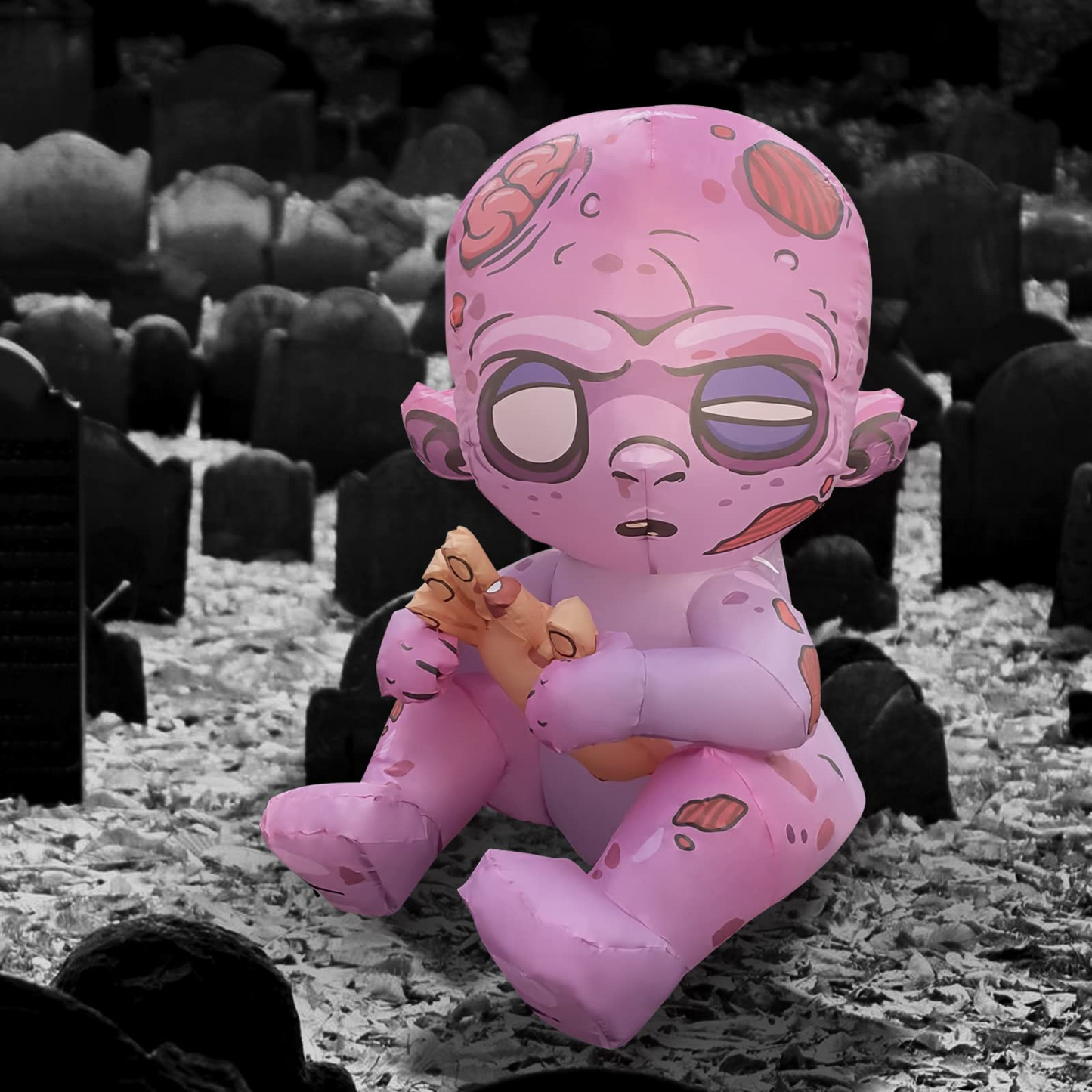 Halloween Inflatable 3FT Zombie Baby with Built-in LEDs Blow Up Yard Decoration for Holiday Party Indoor, Outdoor, Yard, Garden, Lawn