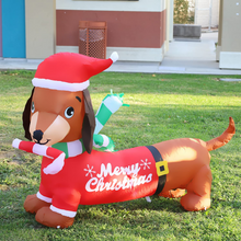 Load image into Gallery viewer, GOOSH 5 FT Length Christmas Inflatables Dachshund Dog, Blow Up Yard Decoration Clearance with LED Lights Built-in for Holiday/Party/Yard/Garden

