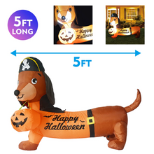 Load image into Gallery viewer, GOOSH 5 FT Halloween Inflatable Outdoor Dog with a Pumpkin &amp; Pirate Hat, Blow Up Yard Decoration Clearance with LED Lights Built-in for Holiday/Party/Yard/Garden
