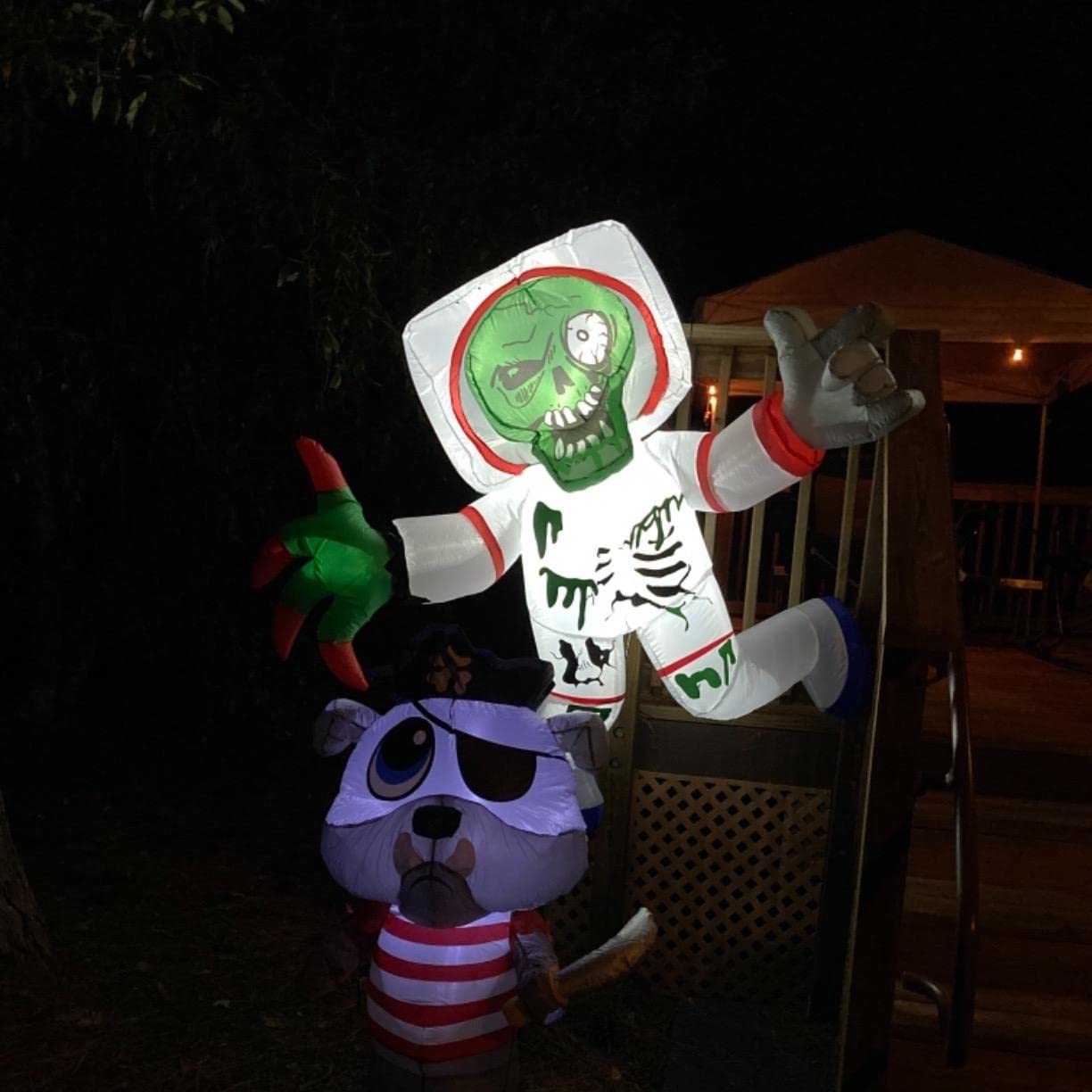 GOOSH 5Feet High Halloween Inflatable Hanging Space Zombie Blow Up Yard Decoration Clearance with LED Lights Built-in for Holiday/Party/Yard/Garden