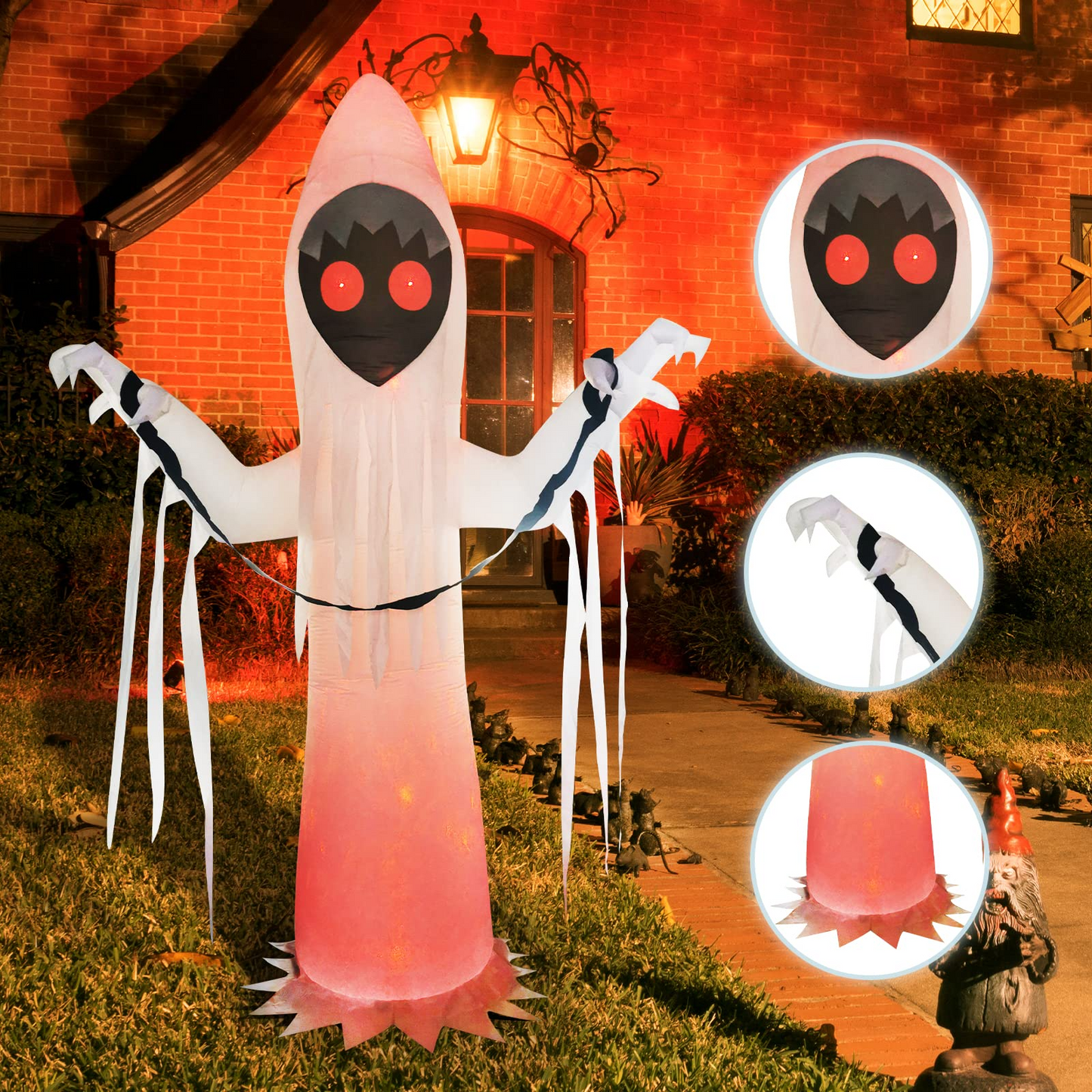 GOOSH 12Foot Tall Halloween Inflatable Black face Ghost Yard Decoration, Indoor Outdoor Garden Halloween Decoration