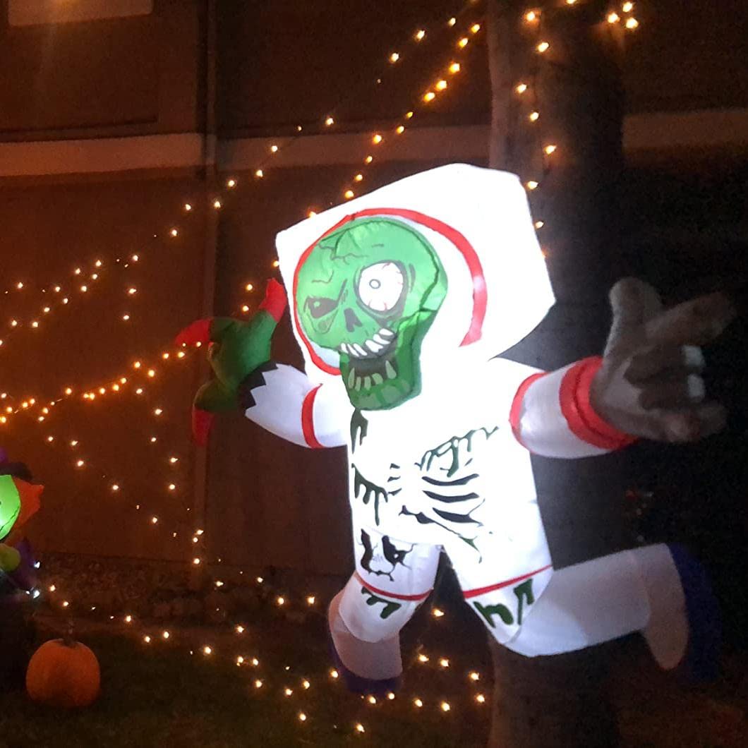 GOOSH 5Feet High Halloween Inflatable Hanging Space Zombie Blow Up Yard Decoration Clearance with LED Lights Built-in for Holiday/Party/Yard/Garden