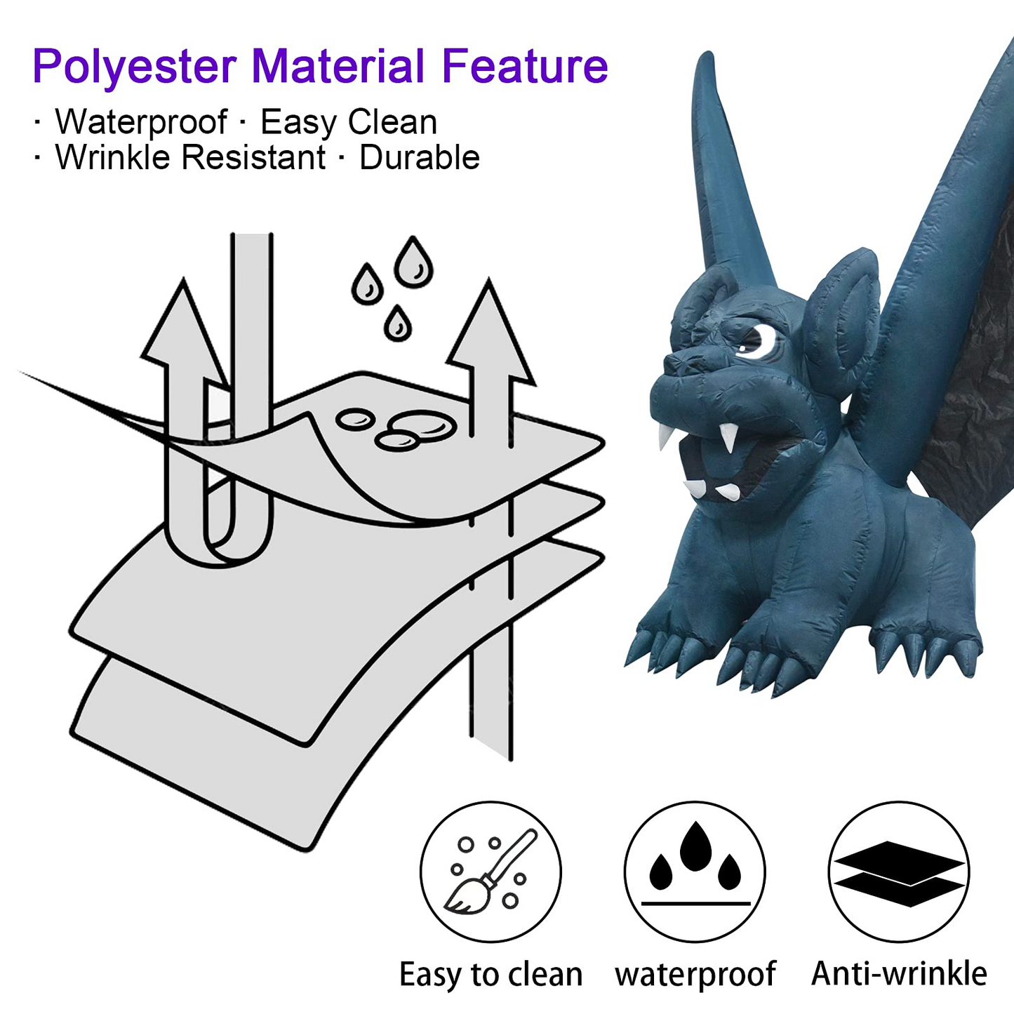GOOSH 6 Foot High Halloween Inflatable Witch's Bat Monster with Build-in LEDs Light for Yard Outdoor Indoor Garden Lawn Decorations Halloween Party Decor