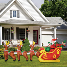 Load image into Gallery viewer, GOOSH 12 FT Length Christmas Inflatables Outdoor Santa Three Reindeer Sled, Blow Up Yard Decoration Clearance with LED Lights Built-in for Holiday/Christmas/Party/Yard/Garden
