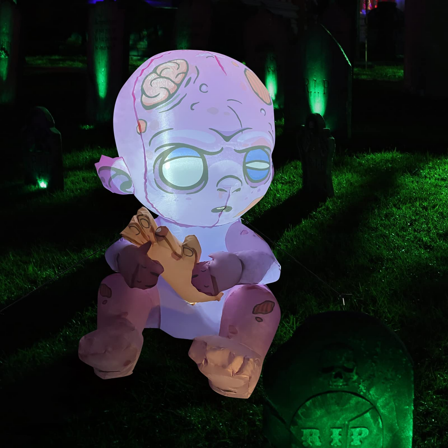 Halloween Inflatable 3FT Zombie Baby with Built-in LEDs Blow Up Yard Decoration for Holiday Party Indoor, Outdoor, Yard, Garden, Lawn