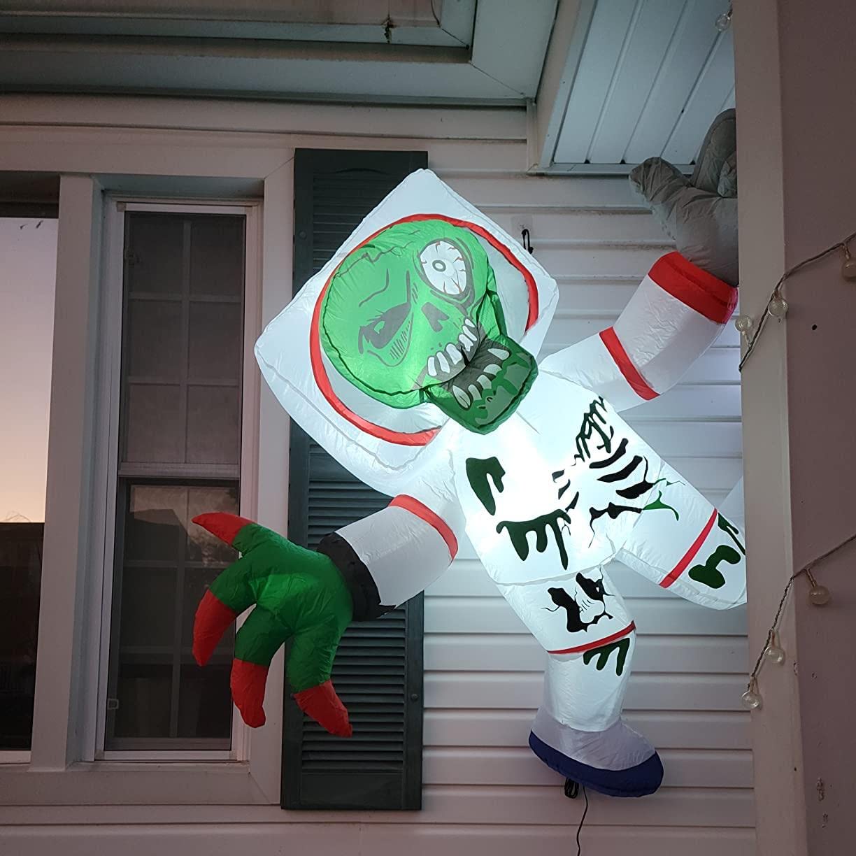 GOOSH 5Feet High Halloween Inflatable Hanging Space Zombie Blow Up Yard Decoration Clearance with LED Lights Built-in for Holiday/Party/Yard/Garden