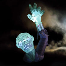 Load image into Gallery viewer, GOOSH 6 Feet High Halloween Inflatable Terror Green Zombies Raise Hands Blow Up Yard Decoration Clearance with LED Lights Built-in for Holiday/Party/Yard/Garden
