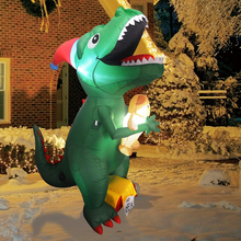 Load image into Gallery viewer, GOOSH 7Ft High Christmas Inflatable Dinosaur with Build-in LED Light Blow up Yard Decoration, Indoor Outdoor Party Garden Christmas Decoration.
