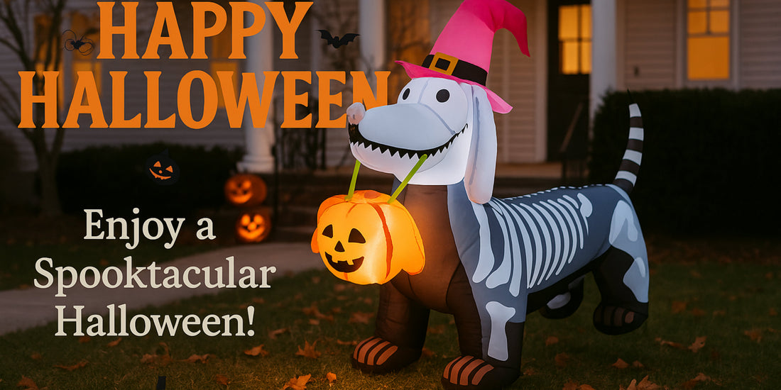 Skeleton Puppy Inflatable: Make Your Yard Extra Spooky This Halloween!