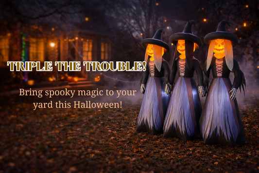 Three Witches Inflatable: A Hauntingly Magical Halloween Yard Scene