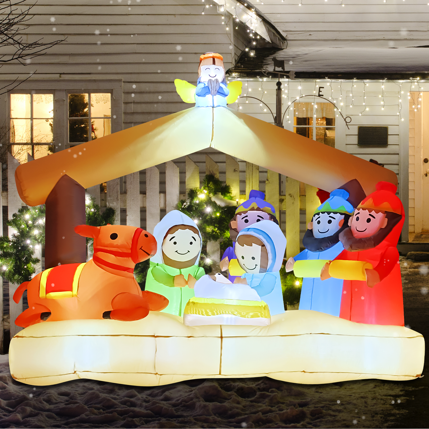 GOOSH 6.5ft Christmas Inflatables Outdoor Decorations, Blow Up Nativity Church Inflatable with Built-in LEDs for Christmas Indoor Outdoor Yard Lawn Garden Decorations #27253