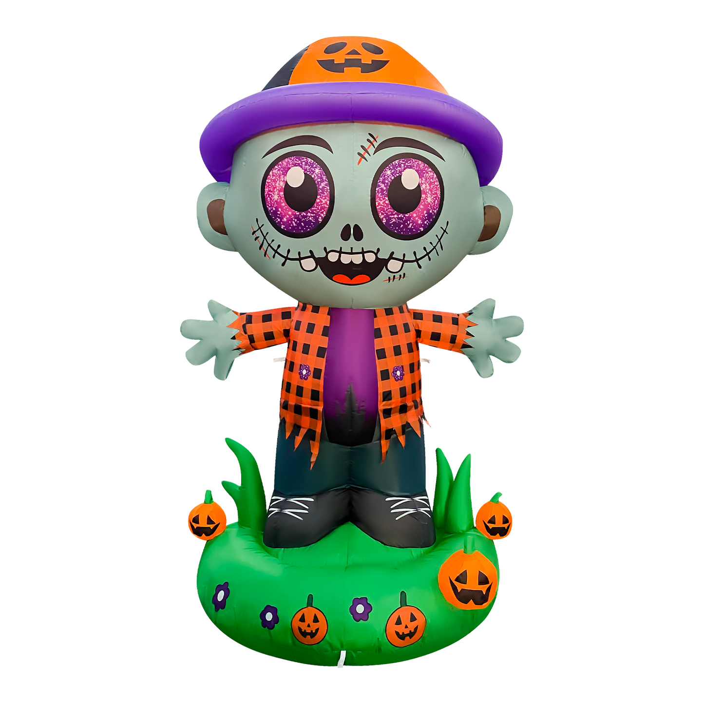 GOOSH 5.2FT Inflatable Zombie with Pumpkin Hat Light-Up Halloween Yard Decoration