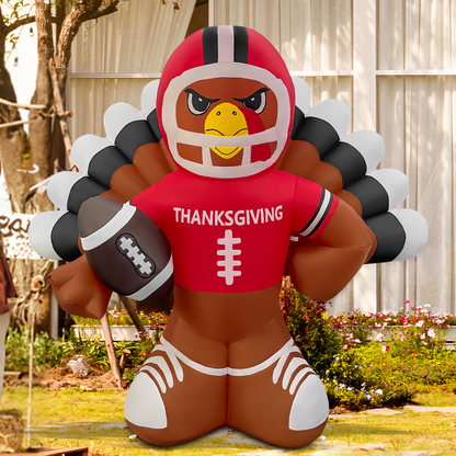 GOOSH 6FT Thanksgiving Turkey Football Inflatable with LED Lights
