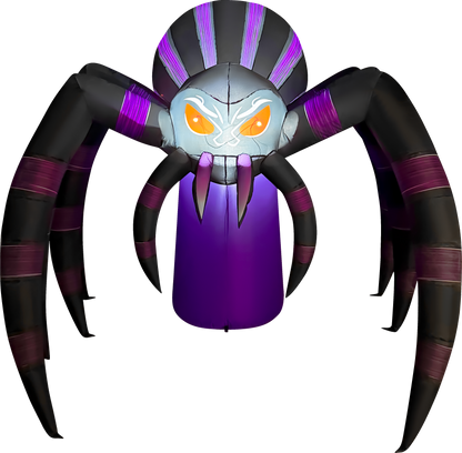 GOOSH 7 FT Long Giant Purple Spider Inflatable with LED Lights Halloween Outdoor Blow Up Yard Decoration