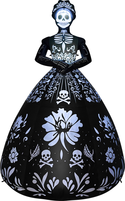GOOSH 9.3 FT Elegant Sugar Skull Lady Inflatable with LED Lights Halloween Outdoor Blow Up Yard Decoration