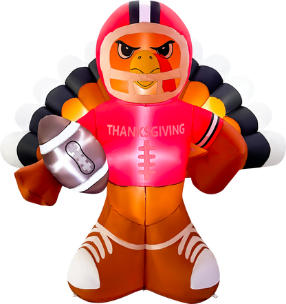 GOOSH 6FT Thanksgiving Turkey Football Inflatable with LED Lights