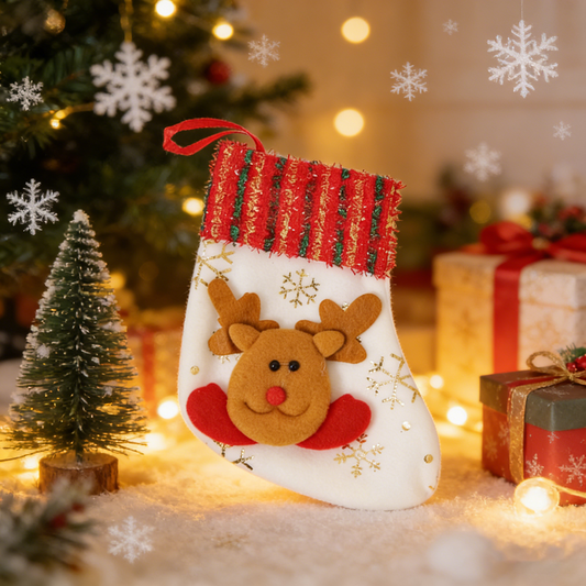 FUTURE HOME Personalized Christmas Stockings for Christmas tree decorations Small Classic Cute Xmas Pattern Red Christmas Ornaments Christmas Decorations for Tree Home Bed Stair Fireplace Wall Door Farmhouse Family Holiday Party Supplies Favors