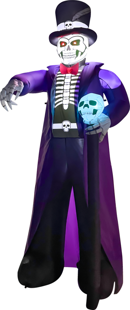 GOOSH 9ft Skeleton Gentleman with Top Hat Halloween Inflatable Yard Decoration