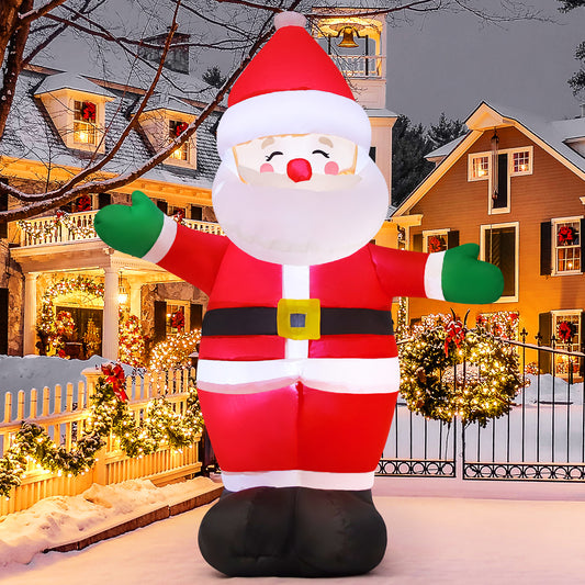 GOOSH 5 FT Christmas Inflatable Outdoor Smiley Santa Claus, Blow Up Yard Decoration Clearance with LED Lights Built-in for Holiday/Party/Xmas/Yard/Garden