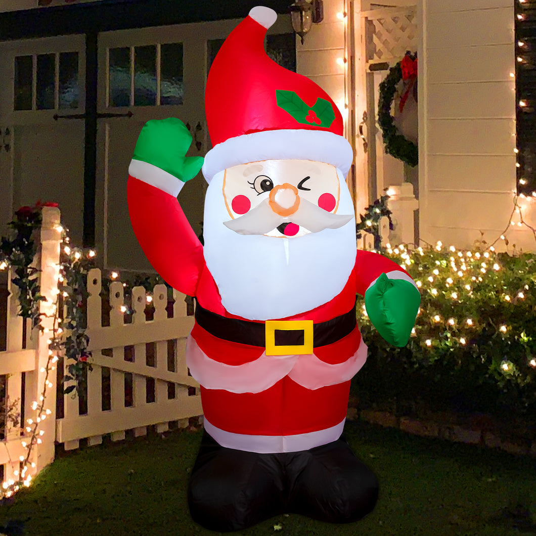 GOOSH 4.5ft Christmas Inflatables Outdoor Decorations, Blow Up Santa Claus Inflatable with Built-in LEDs for Christmas Indoor Outdoor Yard Lawn Garden Decorations #27295