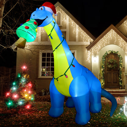 GOOSH 10FT Christmas Inflatables Outdoor Decorations, Blow Up Dinosaur Christmas Tree Inflatable with Built-in LEDs for Christmas Indoor Outdoor Yard Lawn Garden Decorations