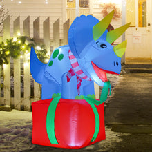 Load image into Gallery viewer, GOOSH 5ft Christmas Inflatables Outdoor Decorations, Blow Up Dinosaur Inflatable with Built-in LEDs for Christmas Indoor Outdoor Yard Lawn Garden Decorations #27293
