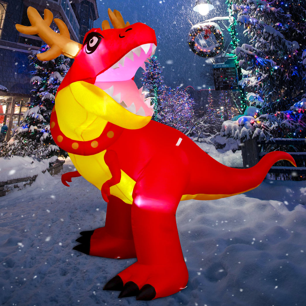 GOOSH 6.2ft Christmas Inflatables Outdoor Decorations, Blow Up Antlers Dinosaur Inflatable with Built-in LEDs for Christmas Indoor Outdoor Yard Lawn Garden Decorations #27249