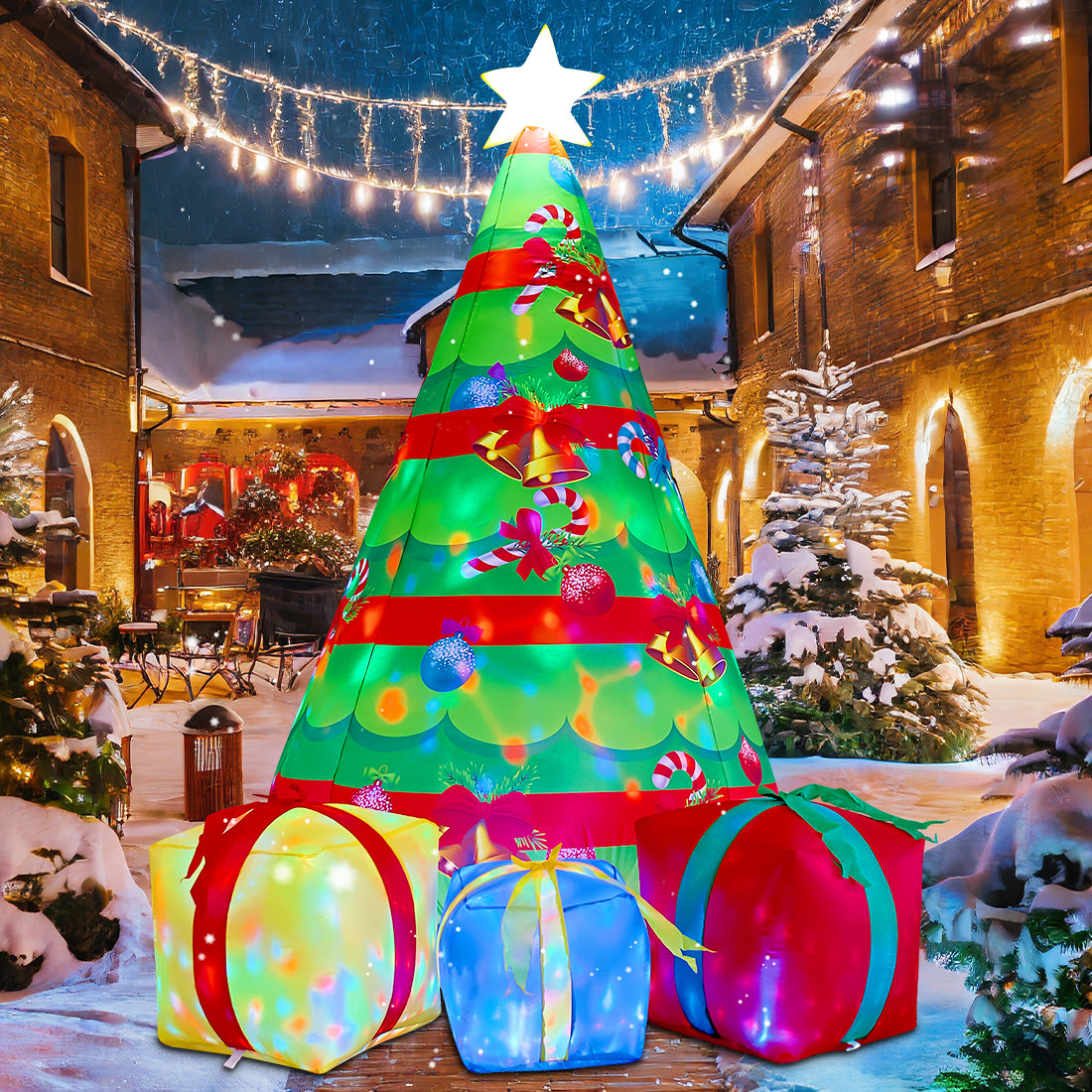 GOOSHY Inflatable toys showing Chirstmas Tree 7 FT Christmas Inflatables Tree Outdoor Decorations Blow Up Yard Present Box with Built-in LEDs for Indoor Party Garden Lawn Decor