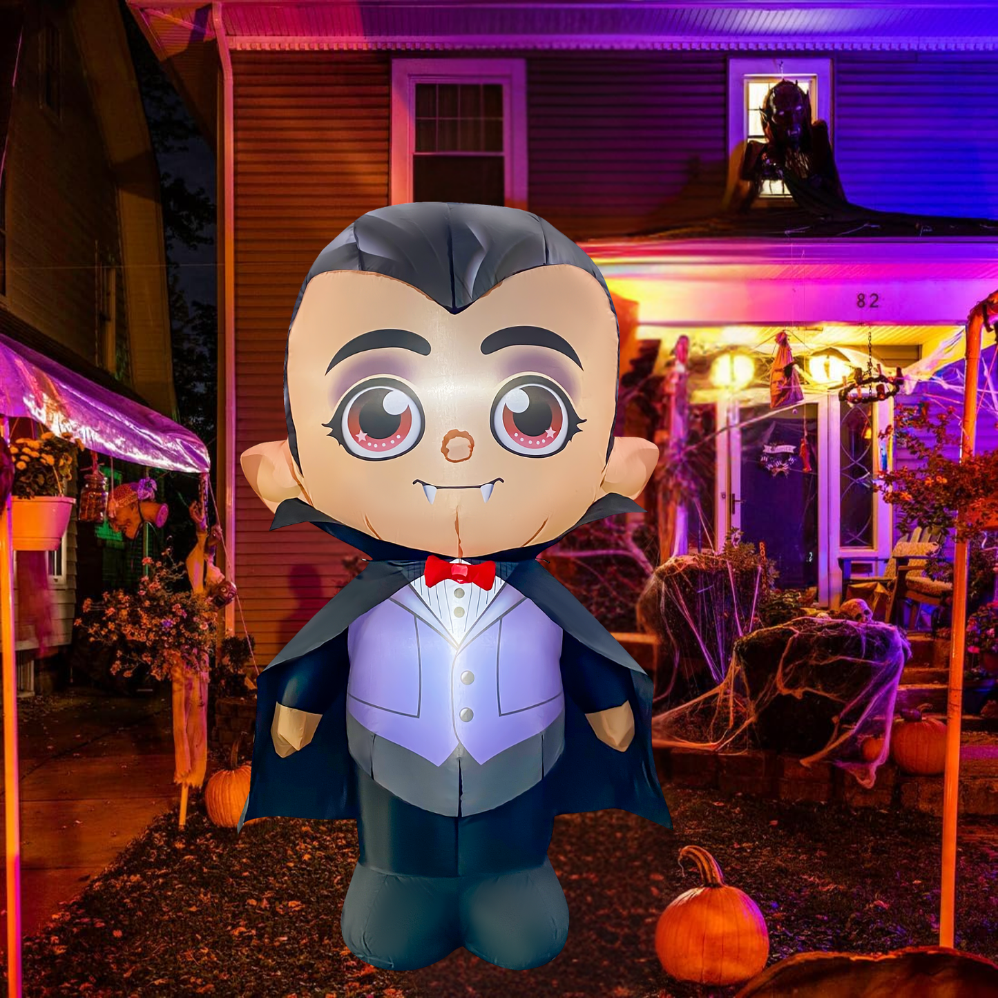 GOOSH 5FT Inflatable Vampire with Cape – Light-Up Halloween Yard Decoration