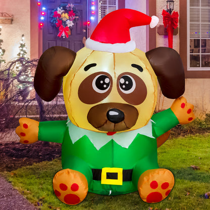 GOOSH 4.2FT Christmas Inflatable Dog with Built-in LEDs, Christmas Blow Up Yard Decorations for Holiday Party Indoor, Outdoor, Yard, Garden, Lawn #27277