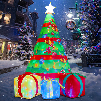 GOOSHY Inflatable toys showing Chirstmas Tree 7 FT Christmas Inflatables Tree Outdoor Decorations Blow Up Yard Present Box with Built-in LEDs for Indoor Party Garden Lawn Decor