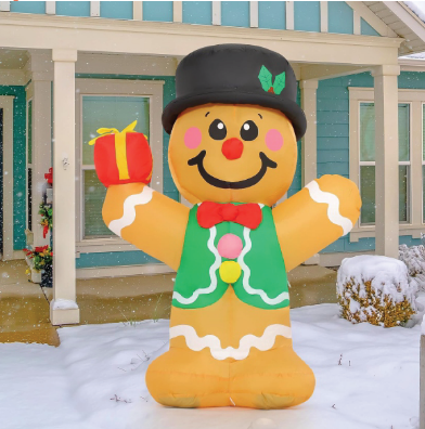 GOOSH 5 FT Christmas Inflatables Gingerbread Man Outdoor Christmas Decorations Blow Up Yard Decor with LED Lights for Xmas Holiday Party Indoor Garden Lawn Décor