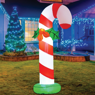 GOOSH 6 FT Christmas Inflatables Candy Cane Outdoor Decorations Blow Up Yard Candy Cane with Built-in LEDs for Holiday Xmas Garden Lawn Decor
