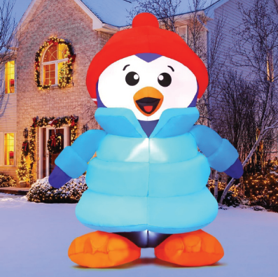 GOOSH 6 FT Height Christmas Inflatables Outdoor Down-Filled Coat Penguin, Blow Up Yard Decoration Clearance with LED Lights Built-in for Holiday/Christmas/Party/Yard/Garden