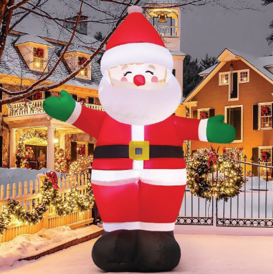 GOOSH 5 FT Christmas Inflatable Outdoor Smiley Santa Claus, Blow Up Yard Decoration Clearance with LED Lights Built-in for Holiday/Party/Xmas/Yard/Garden