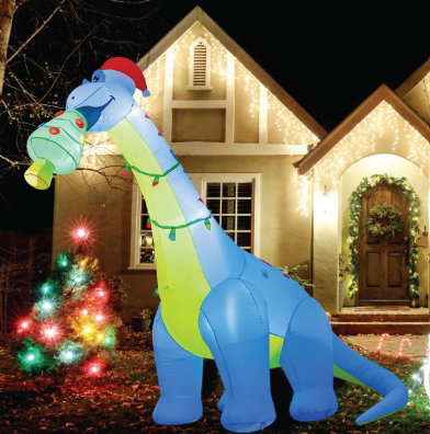 GOOSH 10FT Christmas Inflatables Outdoor Decorations, Blow Up Dinosaur Christmas Tree Inflatable with Built-in LEDs for Christmas Indoor Outdoor Yard Lawn Garden Decorations