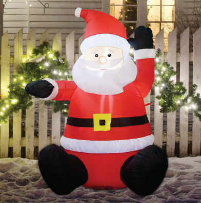 GOOSH 4 FT Christmas Inflatable Santa Claus Sitting Blow UP Yard Decorations for Xmas Garden Lawn Decor