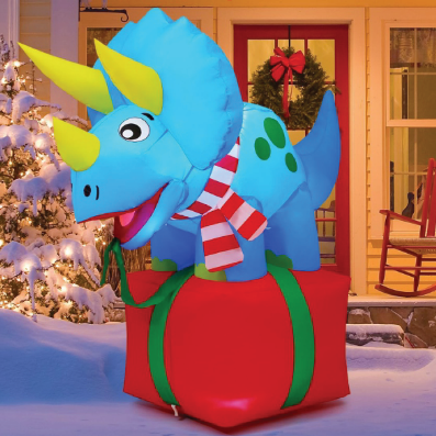 GOOSH 5ft Christmas Inflatables Outdoor Decorations, Blow Up Dinosaur Inflatable with Built-in LEDs for Christmas Indoor Outdoor Yard Lawn Garden Decorations #27293