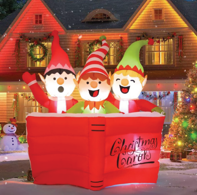 5FT Tall Christmas Inflatable Three Kids in a Box