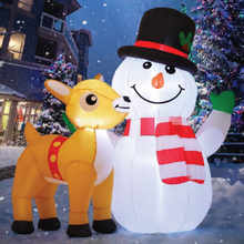 Load image into Gallery viewer, GOOSH 5.2ft Christmas Inflatables Outdoor Decorations, Blow Up Snowman Reindeer Inflatable with Built-in LEDs for Christmas Indoor Outdoor Yard Lawn Garden Decorations #27333

