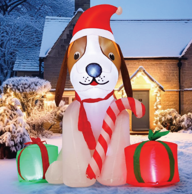 5FT Tall Christmas Inflatable Dog in Brown and White