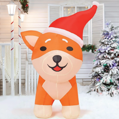 Goosh 4FT Christmas Inflatables Outdoor Decorations Blow Up Dog Built-in LEDs for Christmas Indoor Outdoor Yard Lawn Garden Decorations