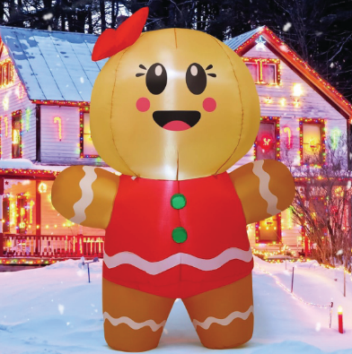 GOOSH 6.7 FT Christmas Inflatables Gingerbread Outdoor Decorations Blow Up Yard Gingerbread Man Inflatable with Built-in LEDs for Indoor Christmas Holiday Party Garden Lawn Decor