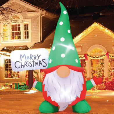 6FT Christmas Inflatable Santa with Tall Green Hat