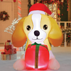 5FT Christmas Inflatable Yellow Dog with Gift