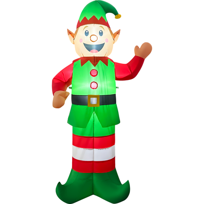 GOOSH 8 FT Christmas Elf Inflatable with LED Lights Outdoor Blow Up Yard Decoration