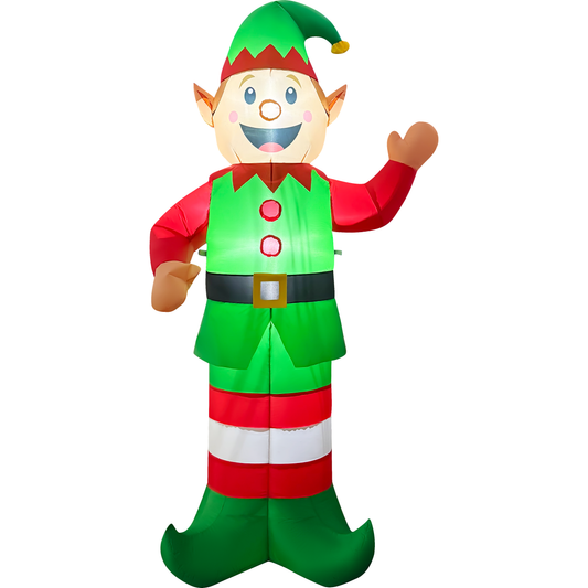 GOOSH 8 FT Christmas Elf Inflatable with LED Lights Outdoor Blow Up Yard Decoration