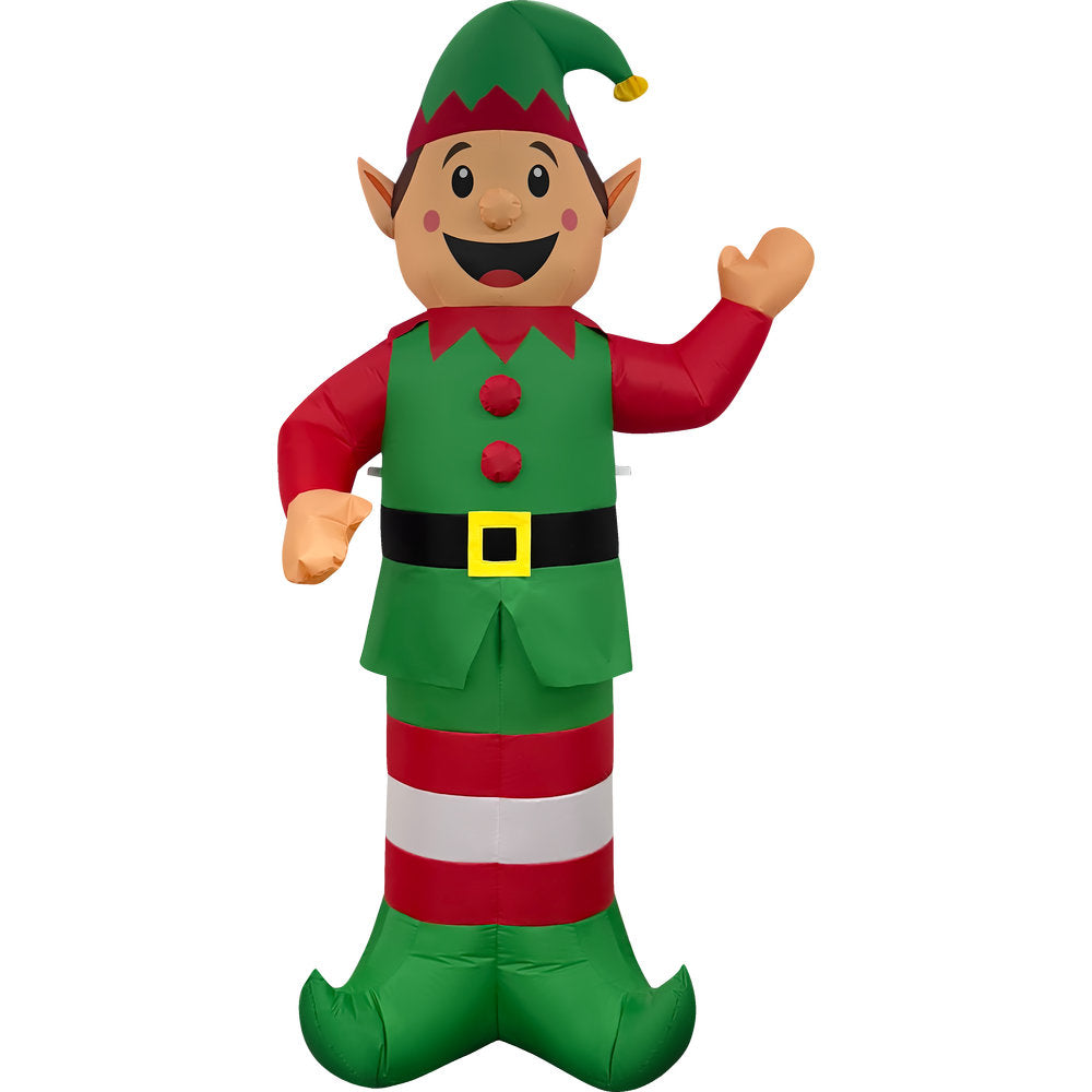 GOOSH 8 FT Christmas Elf Inflatable with LED Lights Outdoor Blow Up Yard Decoration