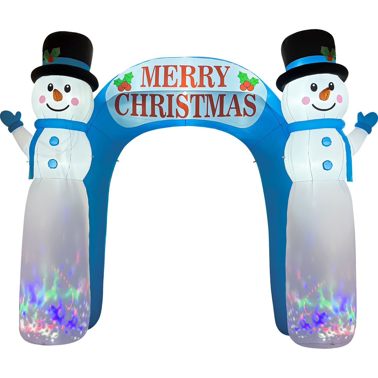 GOOSH 12 FT Snowman Christmas Arch Inflatable with Magic Spinning LED Lights Outdoor Blow Up Yard Decoration