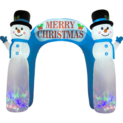 GOOSH 12 FT Snowman Christmas Arch Inflatable with Magic Spinning LED Lights Outdoor Blow Up Yard Decoration